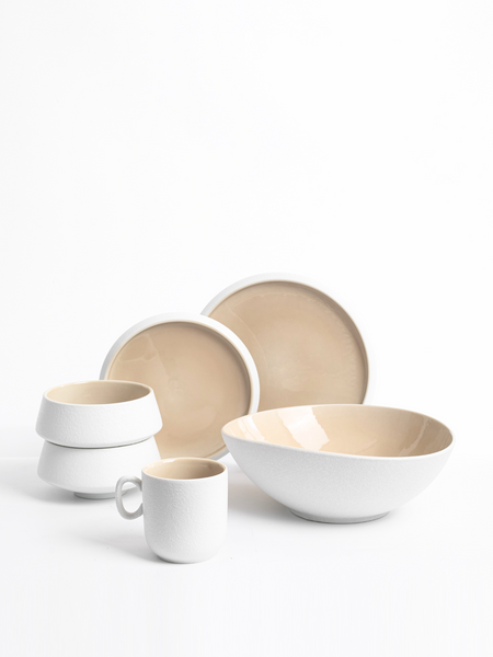 Porzellan Geschirr-Set »Belle« Harmonie in Beige und Weiß 27-teilig