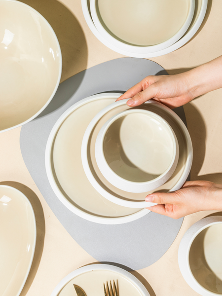 Porzellan Geschirr-Set »Belle« Harmonie in Beige und Weiß 27-teilig