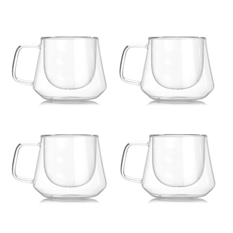 4 x Double Glass Cup
